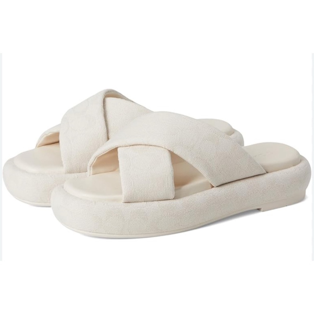 Coach Penelope Signature C White Platform Sandals NWT